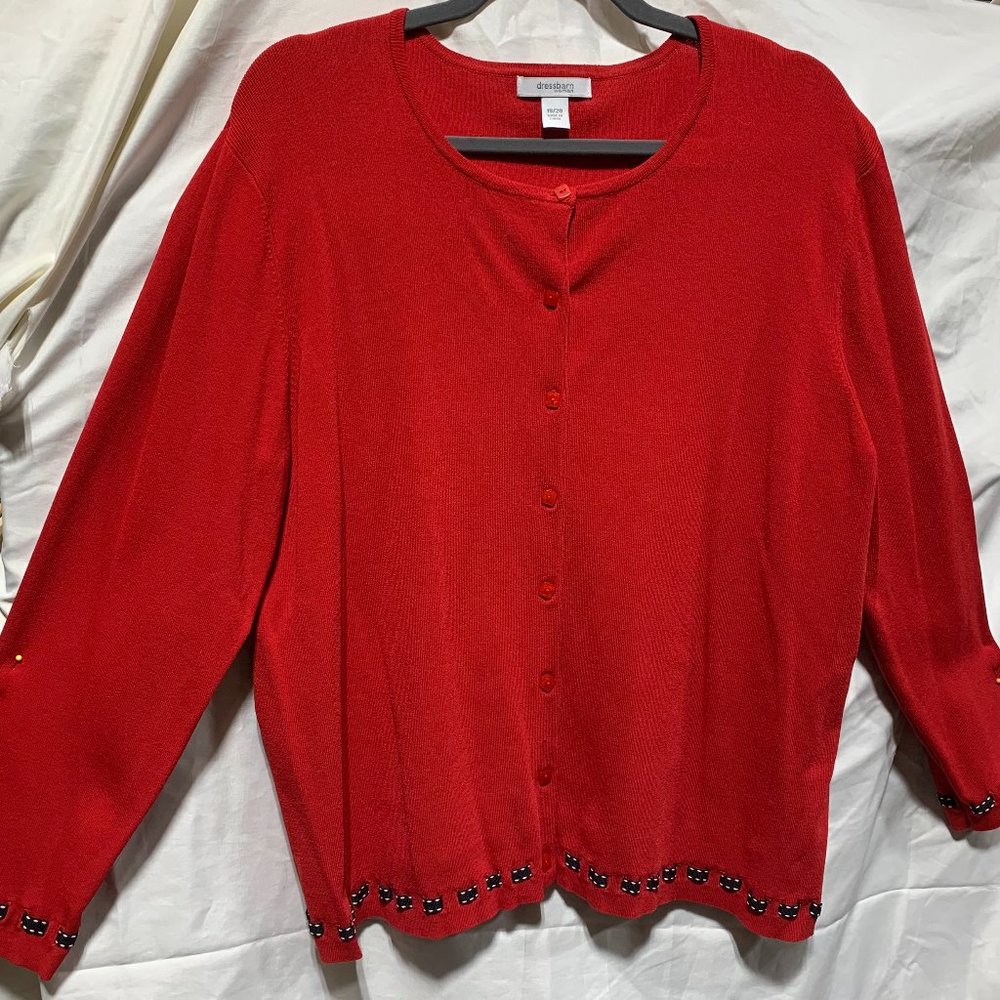 Dressbarn red sweater with trim - 18/20